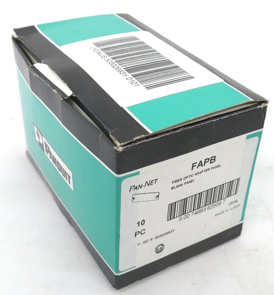 10pk - Panduit FAPB Blank Front Loading Adapter Panel Plastic Black