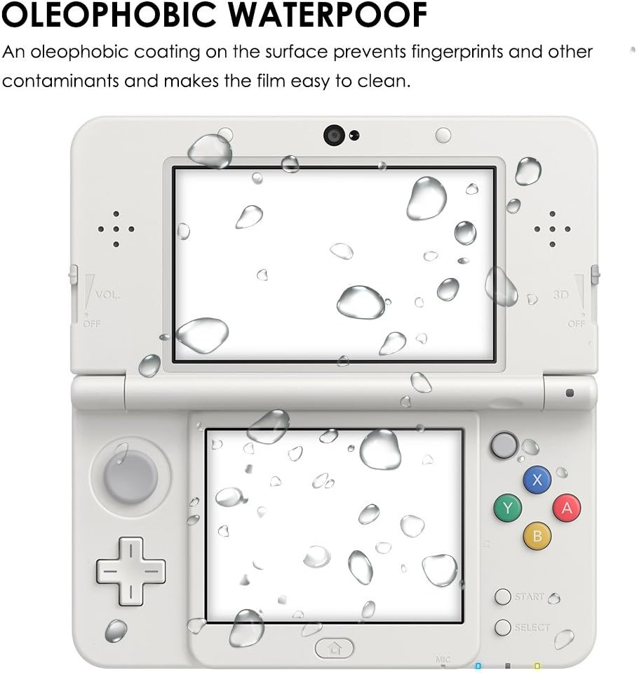 Screen Protector Compatible Nintendo New 3DS, 2 Pack (4 Pcs) Tempered Glass for