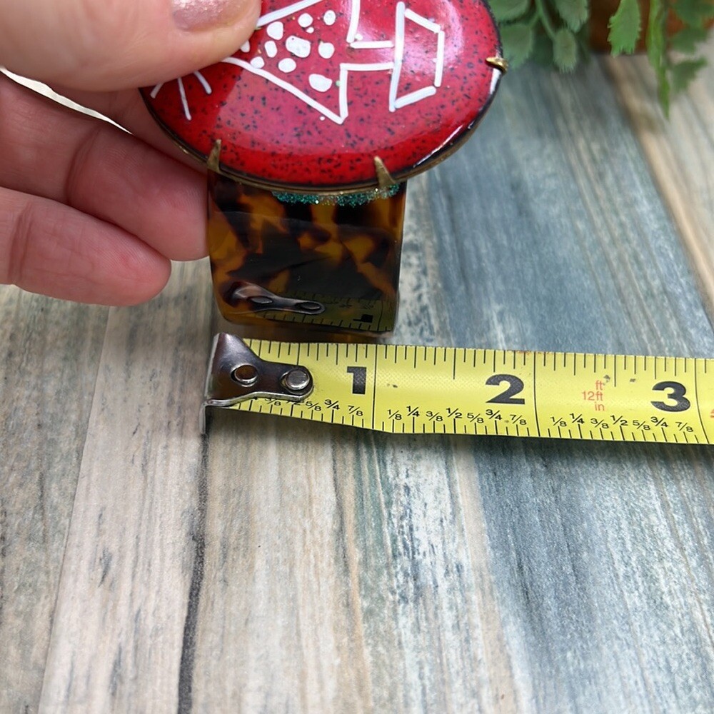 Adorned Crown Artisan Assemblage tortoise shell enamel Christmas tree bracelet