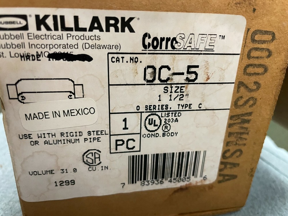 KILLARK OC-5 ALUMINUM CONDUIT BODY 1-1/2" Type C