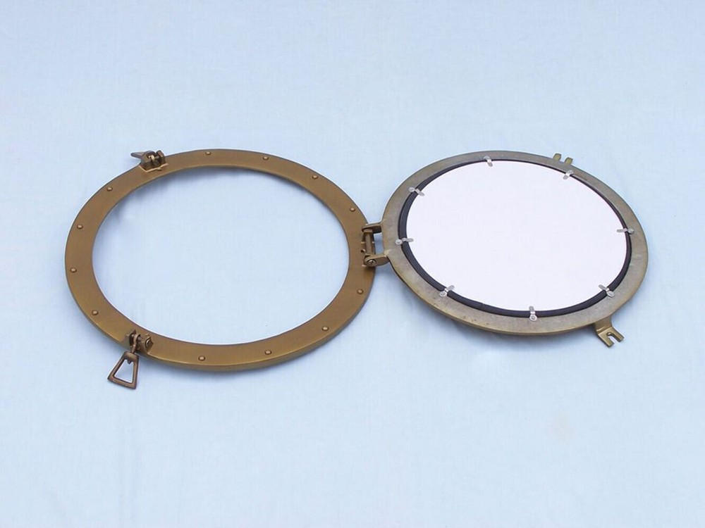Antique Brass Decorative Ship Porthole Mirror 24"