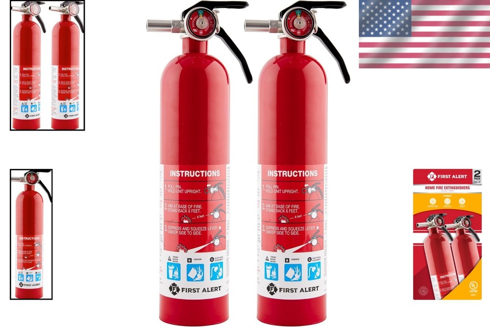 Durable 2PACK Home1-2 Fire Extinguisher: Rechargeable & Coast Guard Approved
