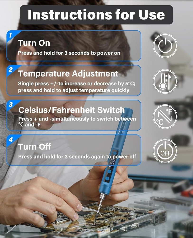 Wireless Soldering Iron Kit With Digital Adjustable Temperature Suitable home--