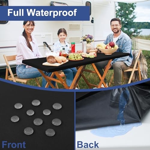 6 Foot Rectangle Elastic Fitted Tablecloth, 72" x 30" (Rectangular) 1 Black