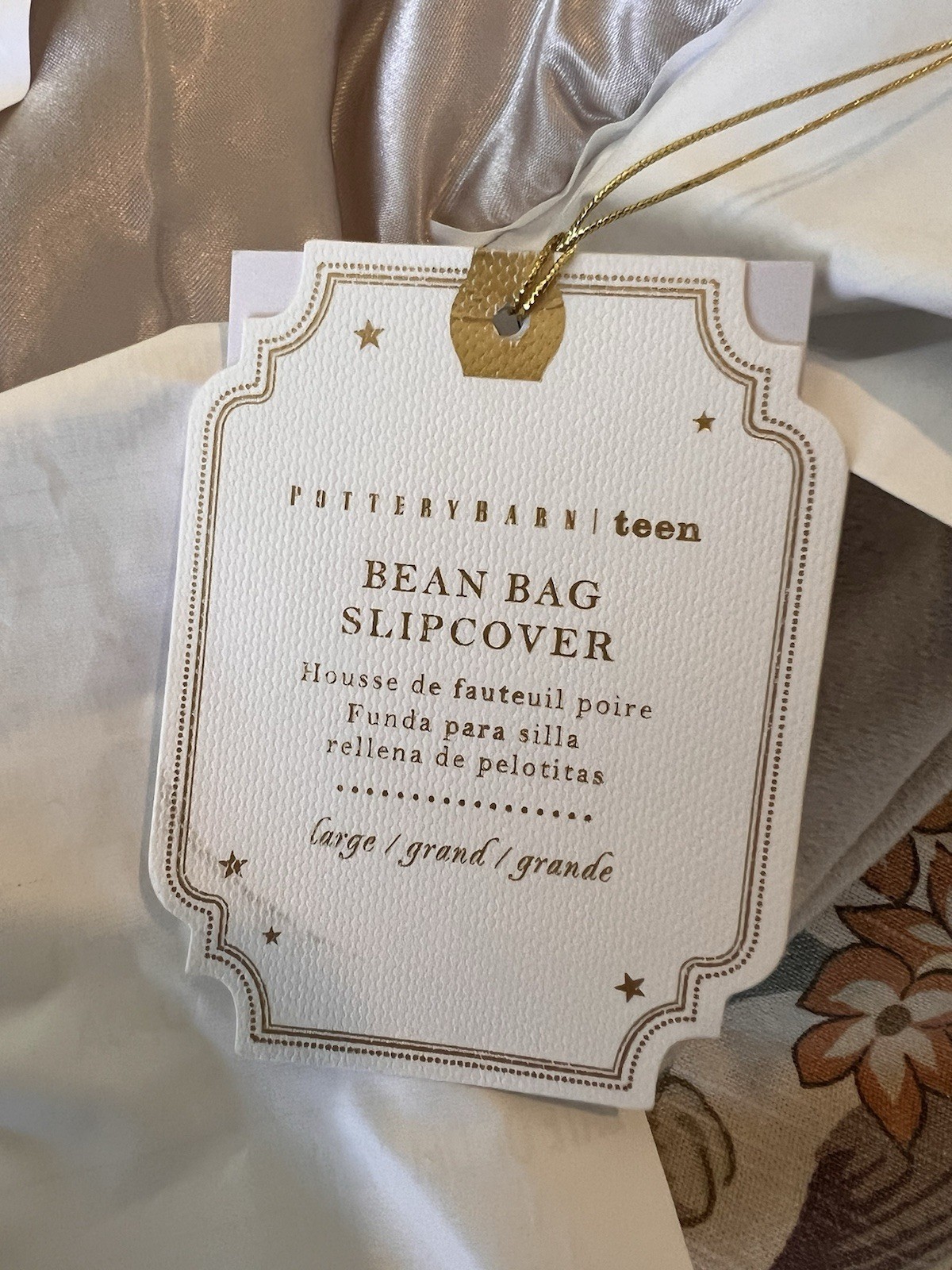 New Pottery Barn Teen Champagne Puffer Bean Bag Chair Slipcover Only