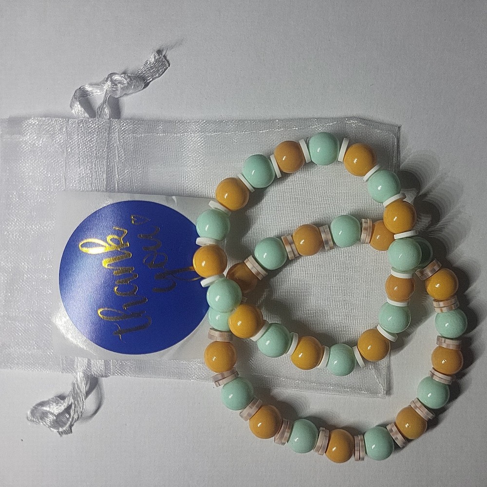 2 large Handmade Beaded Bracelets.