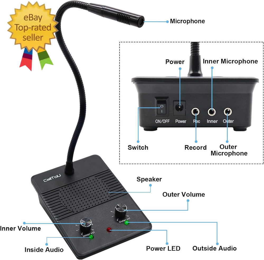Window Speaker Intercom System,Dual Way Anti-Interference Intercommunication