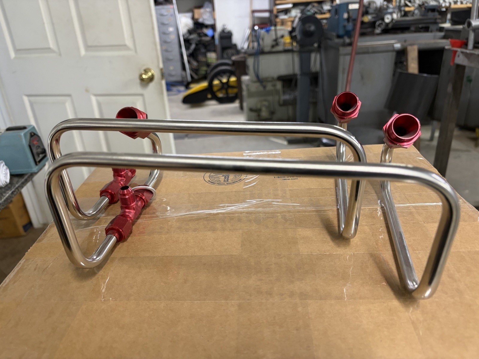 Mooneyham Blowers Holley carb stainless side saddle fuel lines Blower Tunnel ram