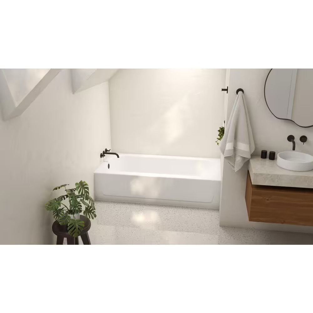 Bootz Aloha 60x30 Alcove Soaking Bathtub Left Drain White Steel Tub 011-3365