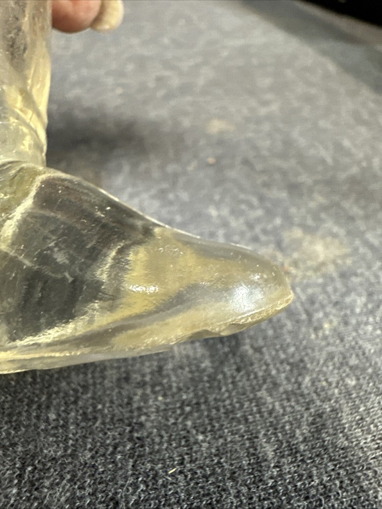 VINTAGE CLEAR GLASS SANTA BOOT CANDY CONTAINER