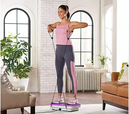 PowerFit Elite Vibration Platform Exercise Bands With Remote - Gray
