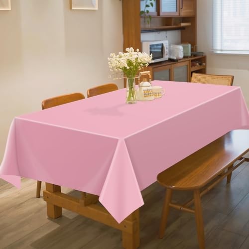 4 Pack Plastic Table Cloth Disposable,- Pink Table Cloths for Pink Tablecloth