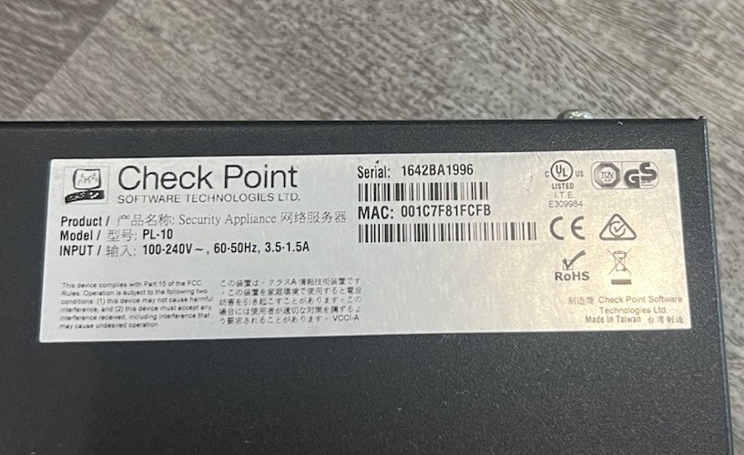 Check Point PL-10 Security Gateway Firewall Appliance (READ)