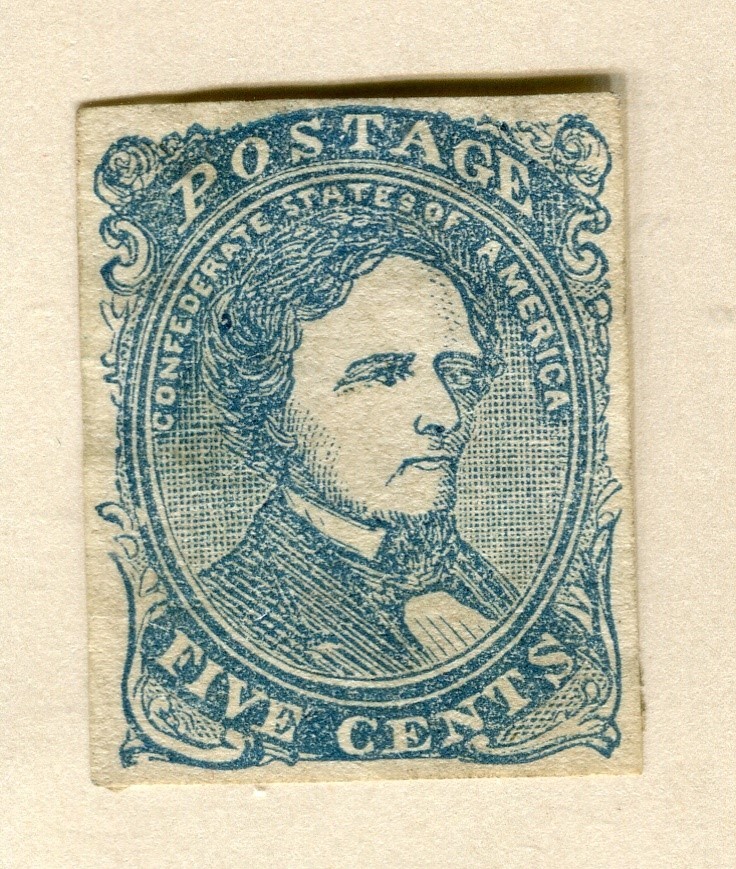 USA CONFEDERATE STATES; Fine forgery of the 1861 Davis Imperf 5c. issue