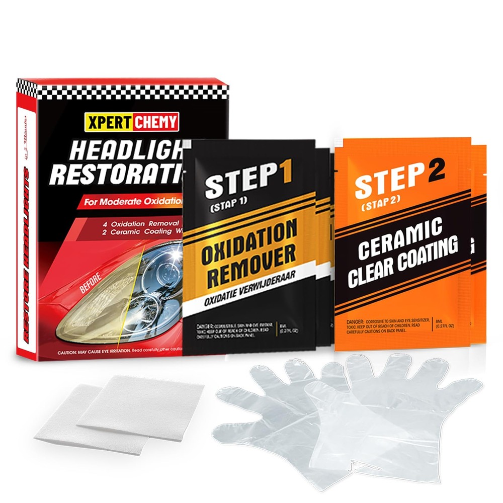XPERTCHEMY Headlight Restorer Kit,Fast-2 Step Process Restoration...