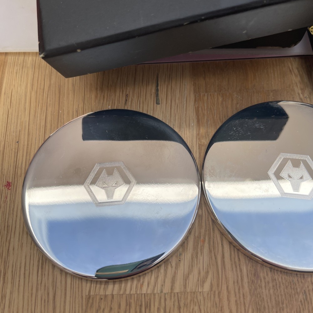 WOLVERHAMPTON WANDERERS SILVER PLATE COASTERS/ Guest Gift