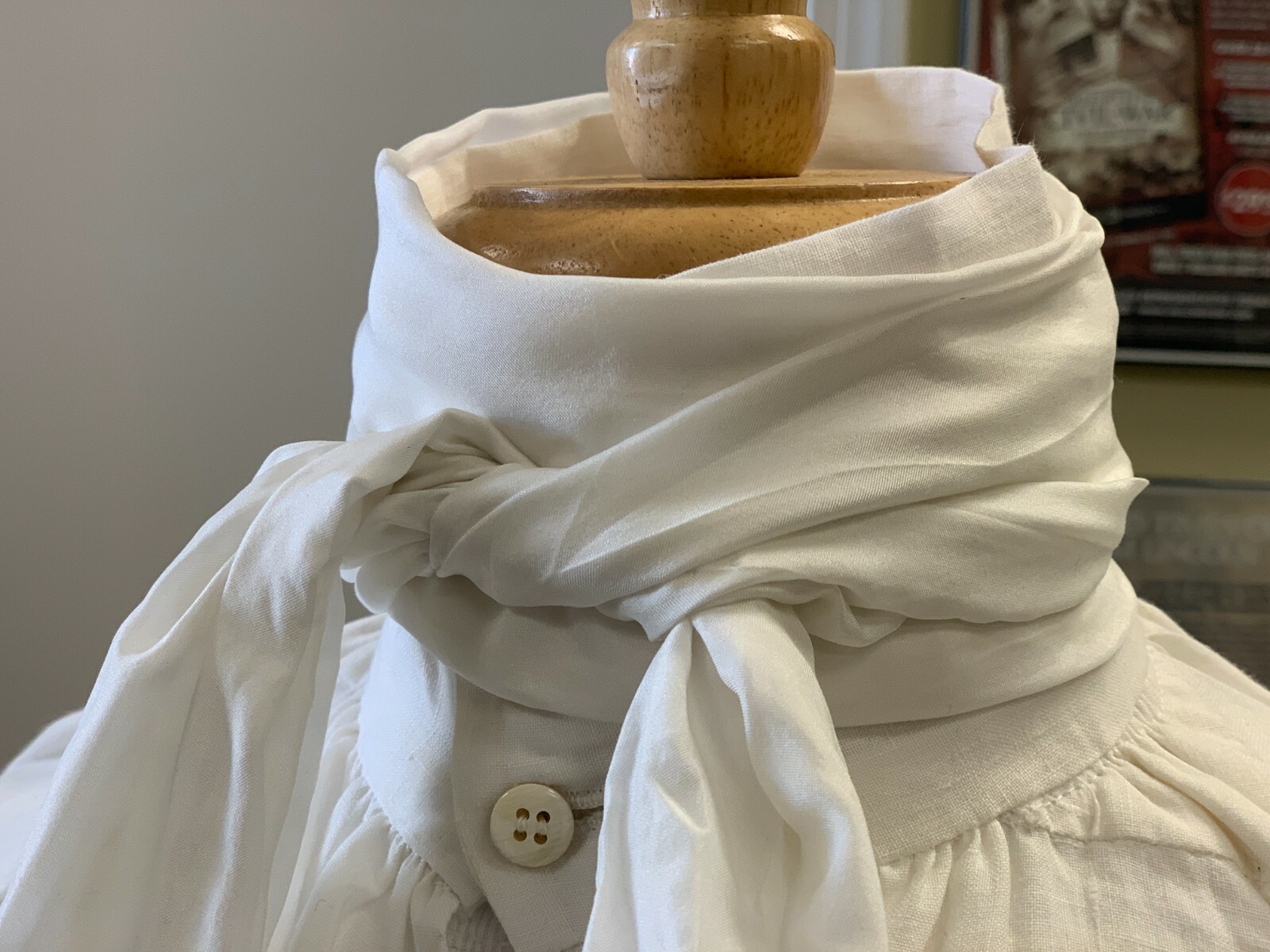 18th Century, Rev War Man's White 100% Silk Neckerchief Cravat - 14" X 72" - NEW