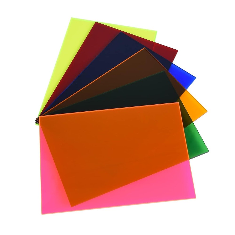 6 Pack Colored Acrylic Sheets, Translucent Plexiglass 5x7", Six Colors