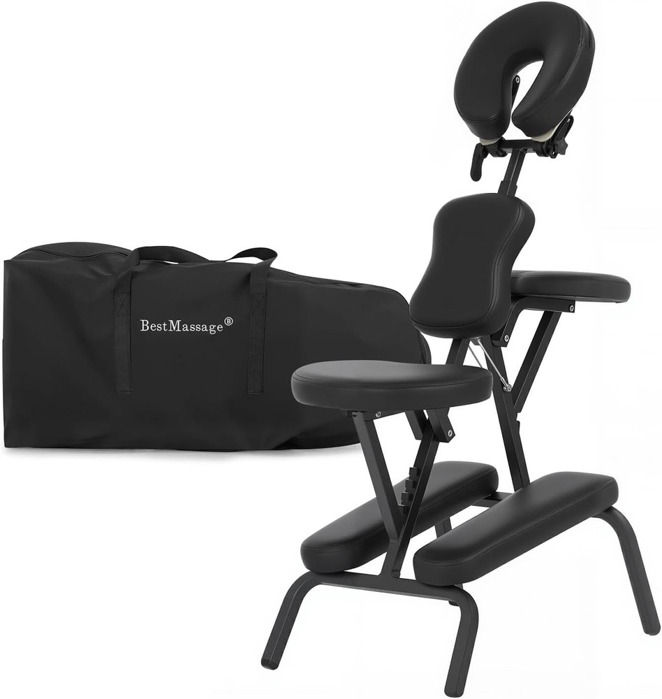 Lightweight Foldable Massage Chair with Cushion & Adjustable Face Cradle