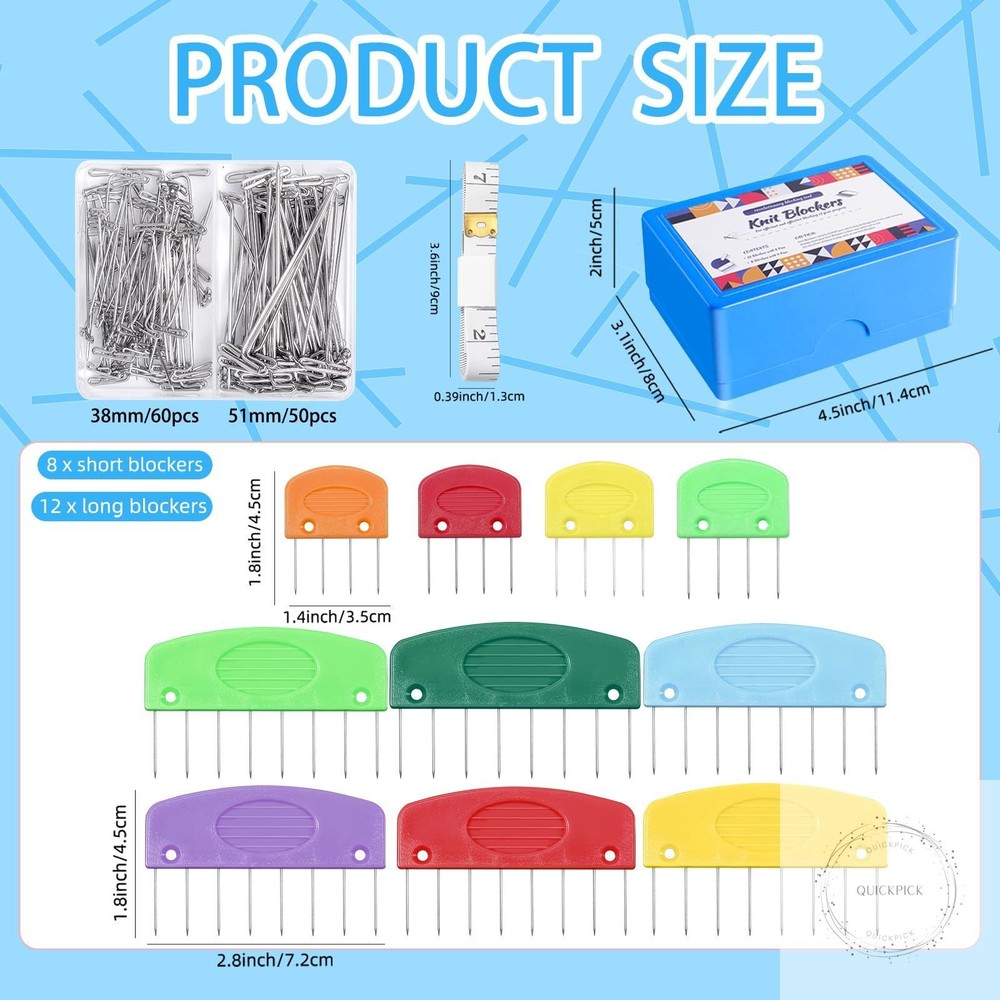 130 Pcs Knit Blockers and Combs for Blocking - Rainbow Knitting Blocking Combs