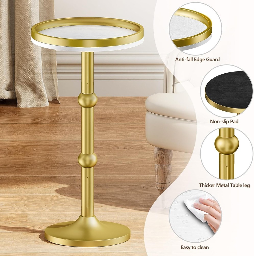 Small Round Side Table Coffee Drink Table Small Spaces Modern Night Stand W/