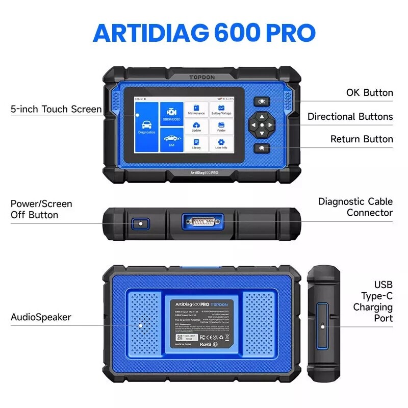 2026 TOPDON AD600 PRO All System Scanner Engine ABS SAS TPMS EPB Diagnostic Tool