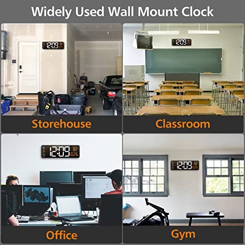 16" Large Digital Wall Clock with Remote, Large Display LED Wall Clock White