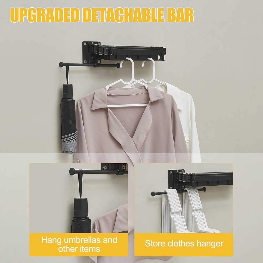 BESy Wall Mounted Laundry Clothes Drying Rack Foldable for Hanging Clothes Upgra