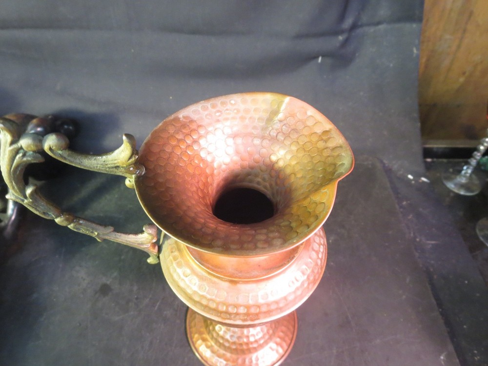 9-3/4" Hammered Copper Pitcher Unmarked