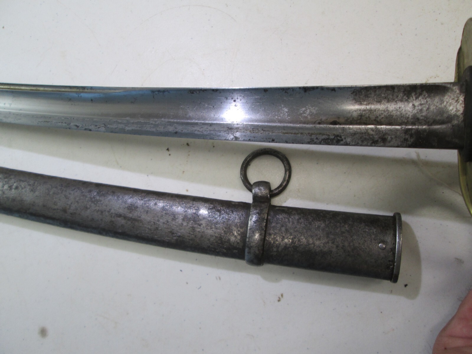 FRENCH HEAVY CAVALRY SWORD WITH SCABBARD DATED 1822 MAKER COFEDERATE IMPORT? T45