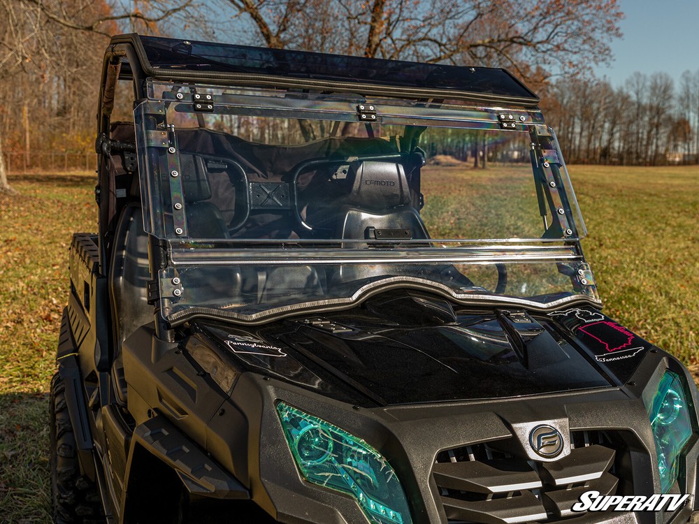 SuperATV Scratch Resistant Flip Windshield for CFMOTO UForce 500 / 800 (2014+)