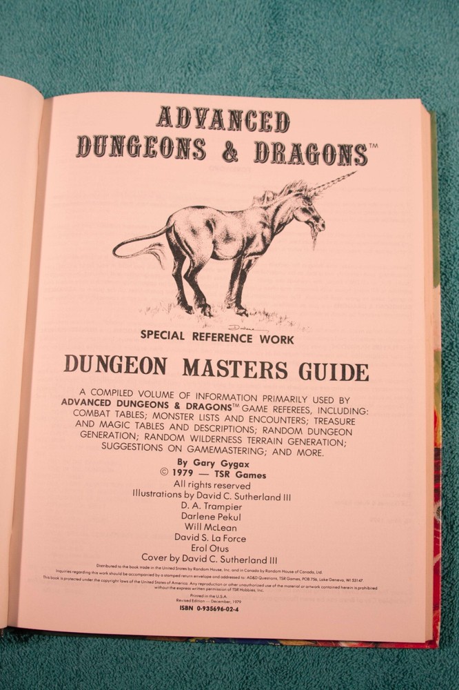 Advanced Dungeons & Dragons Dungeon Masters Guide 6th Alpha Revised Edition 1979