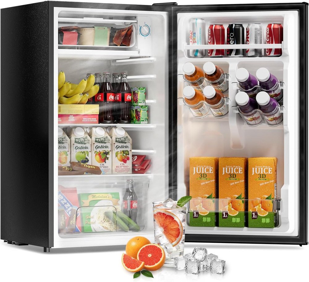 3.2 Cu Ft Mini Fridge with Freezer - Energy Efficient, Large Capacity Single Doo