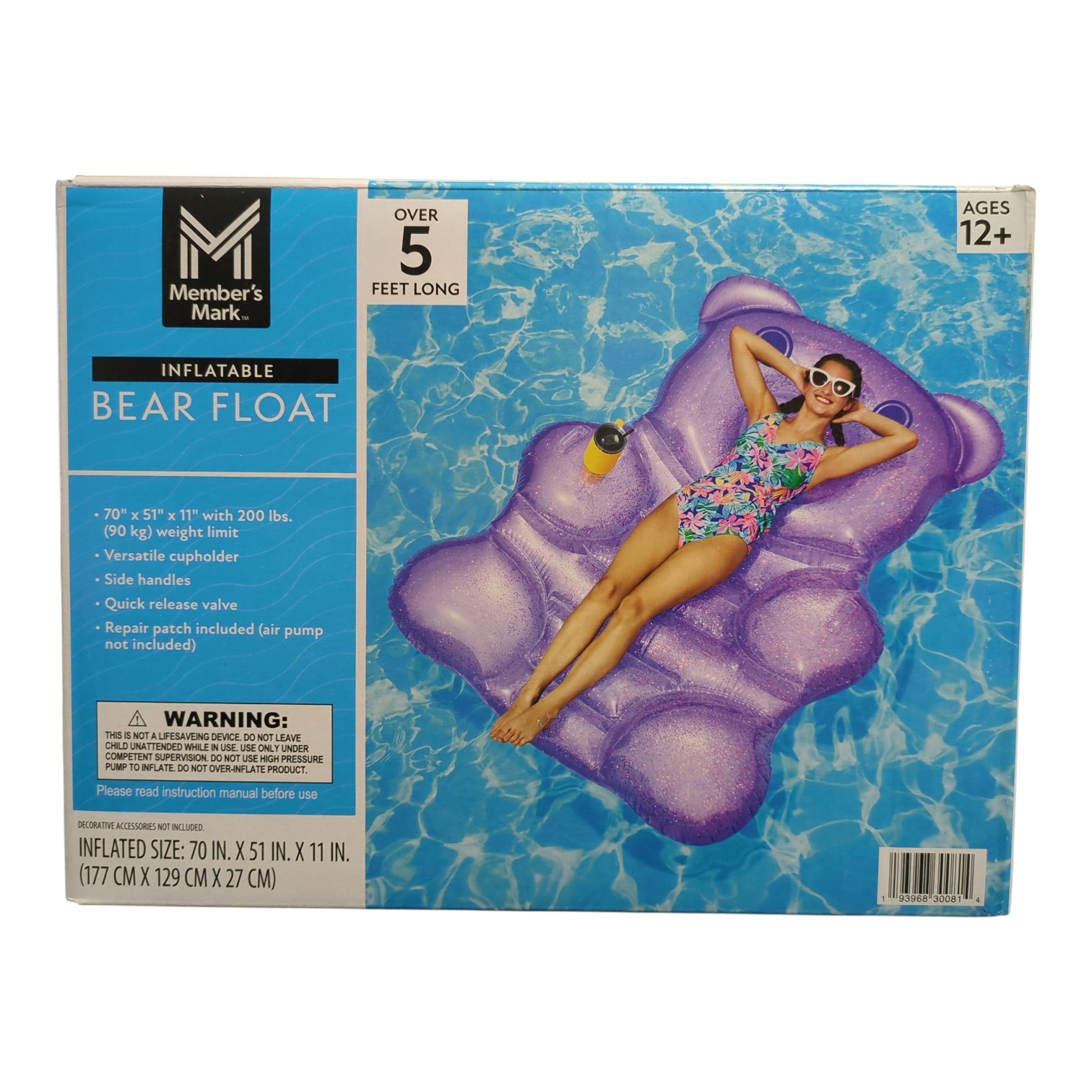 Member's Mark Oversized Inflatable Purple Bear Float, Over 5' Long