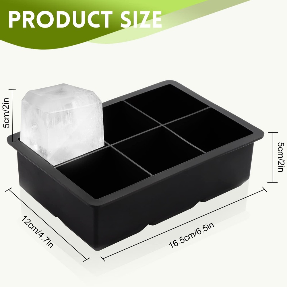 Ice Cube Trays Silicone,2 Pack Large Square Ice Cube Molds with Removable Lid...
