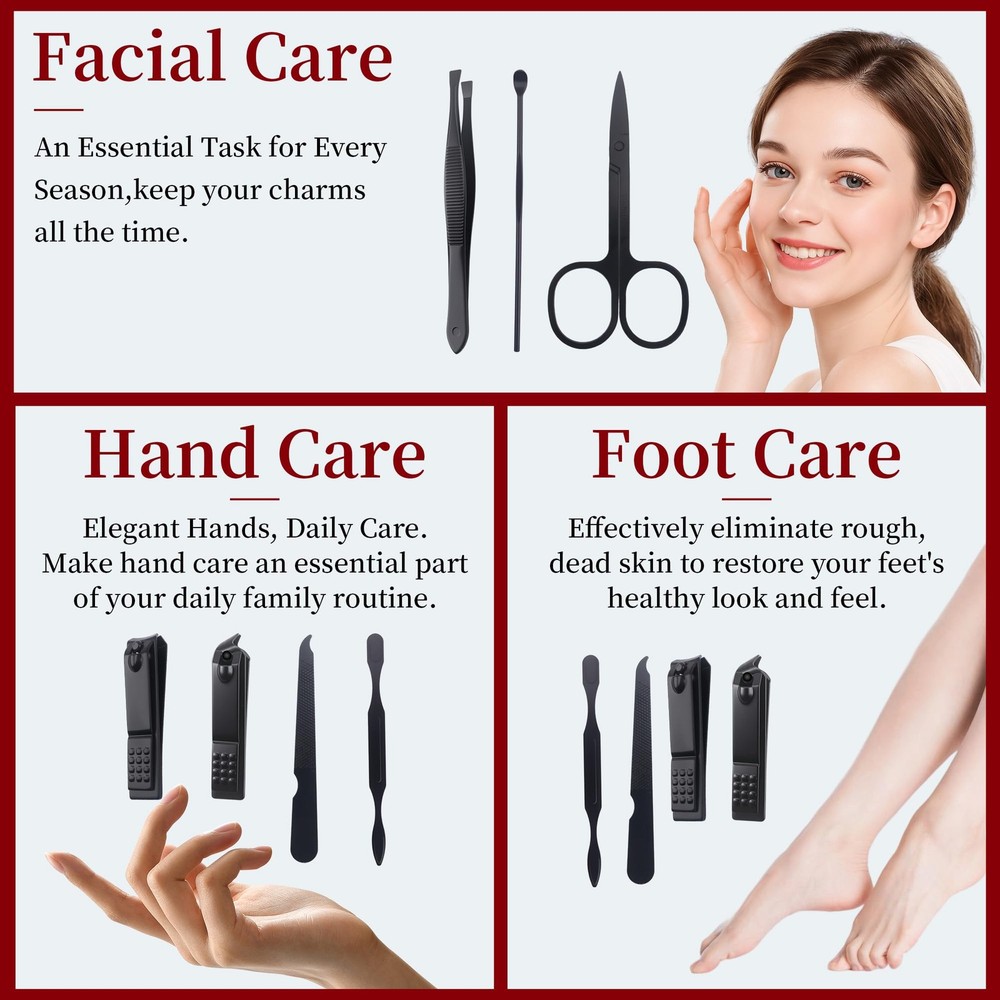 Manicure Set Stocking Stuffers for Men, Easter Basket Black