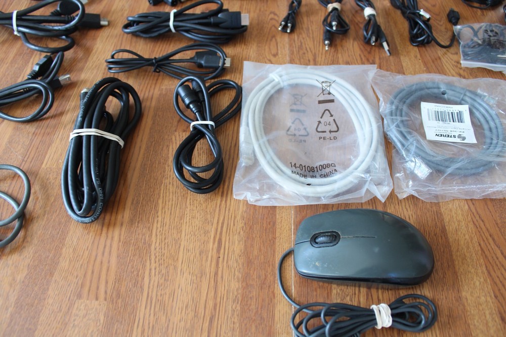 Lot Assorted Brand Cables Camera Cords USB Micro-USB AV Charging Adapters Mouse