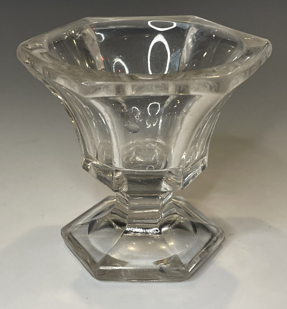 Antique Footed Master Open Salt Hexagonal EAPG Victorian Pressed Glass Table