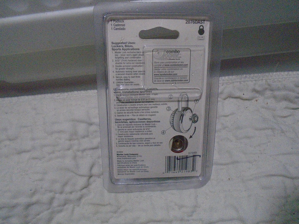 Master Lock Sphero Combination Lock Smooth Spin Padlock 2076DAST Purple W/Key