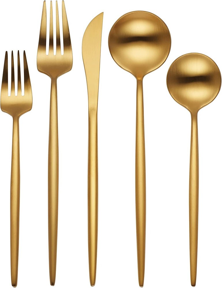 Hampton Forge Zephyr Satin Gold 5Pc Flatware Set