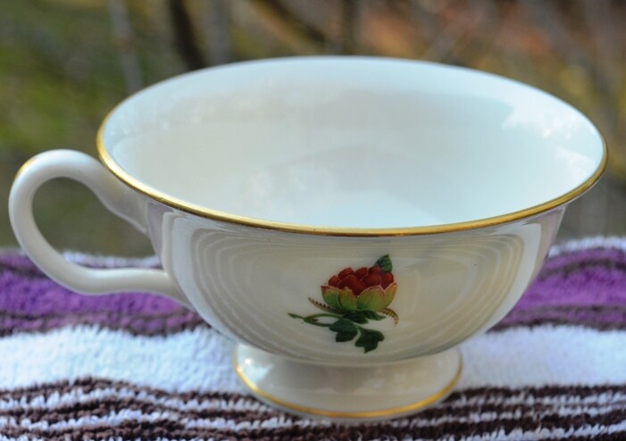 NEW PAIR OF CASTLETON COFFEE CUPS IN FRUIT PATTERN