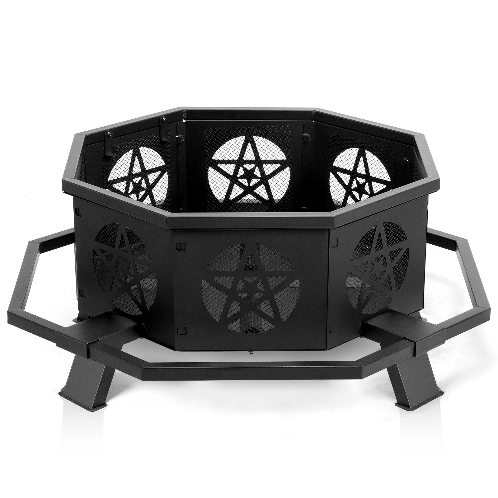Large Heavy Duty 43" Octagonal Outdoor Wood Burning Fire Pit, Star Ventilation