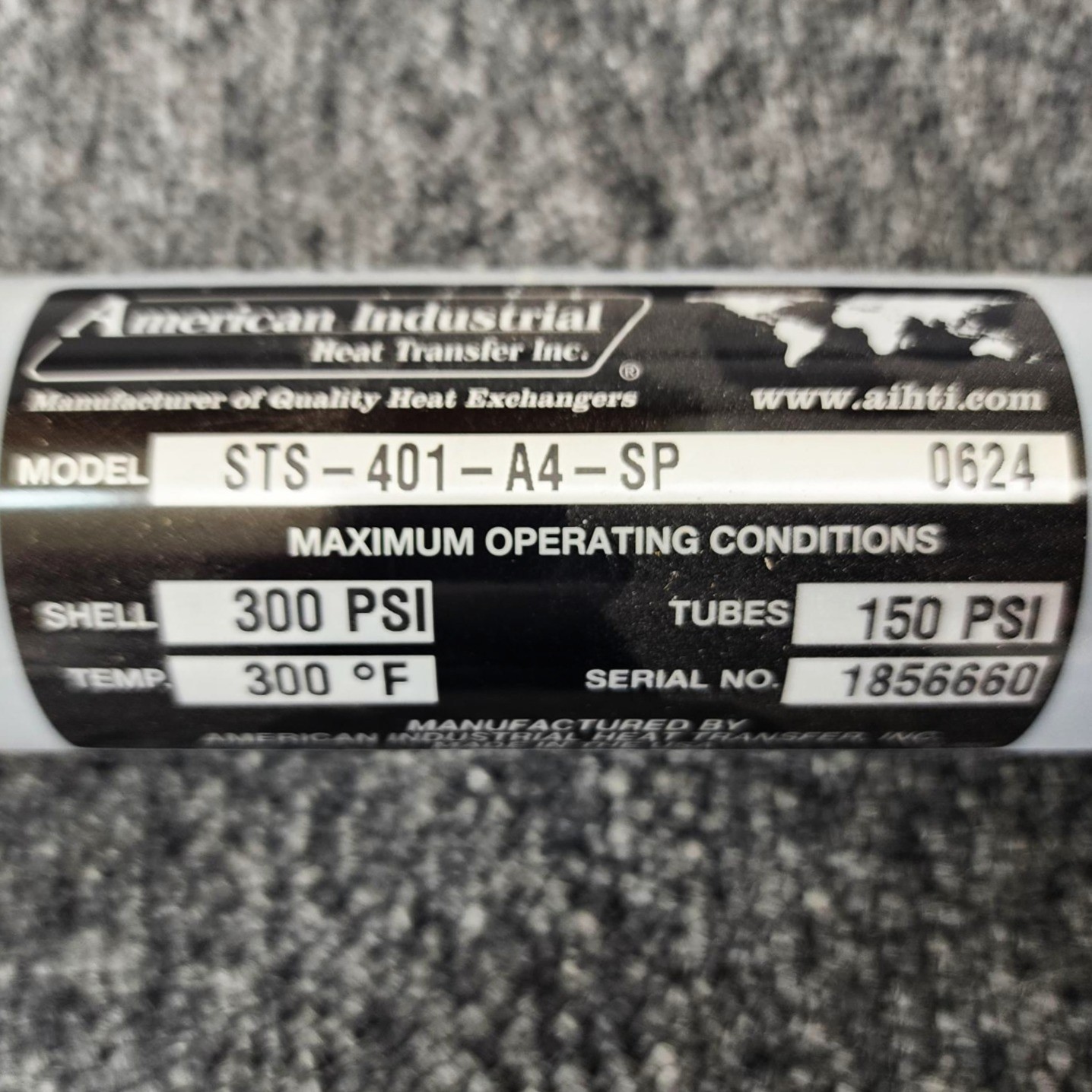 American Industrial, STS-401-A4-SP, Shell & Tube Heat Exchanger, single pass