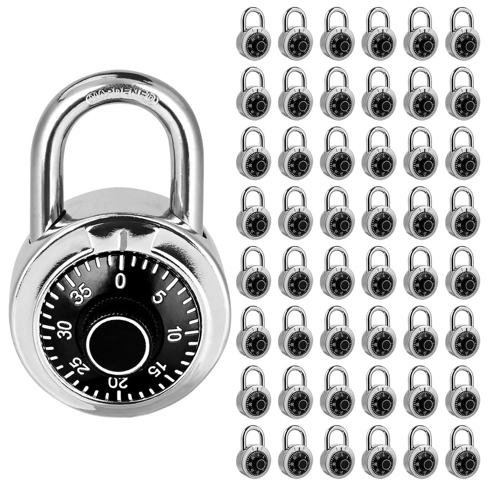 Combination Padlock 48 Pack, Fixed Dial Combination Padlock with Different Co...