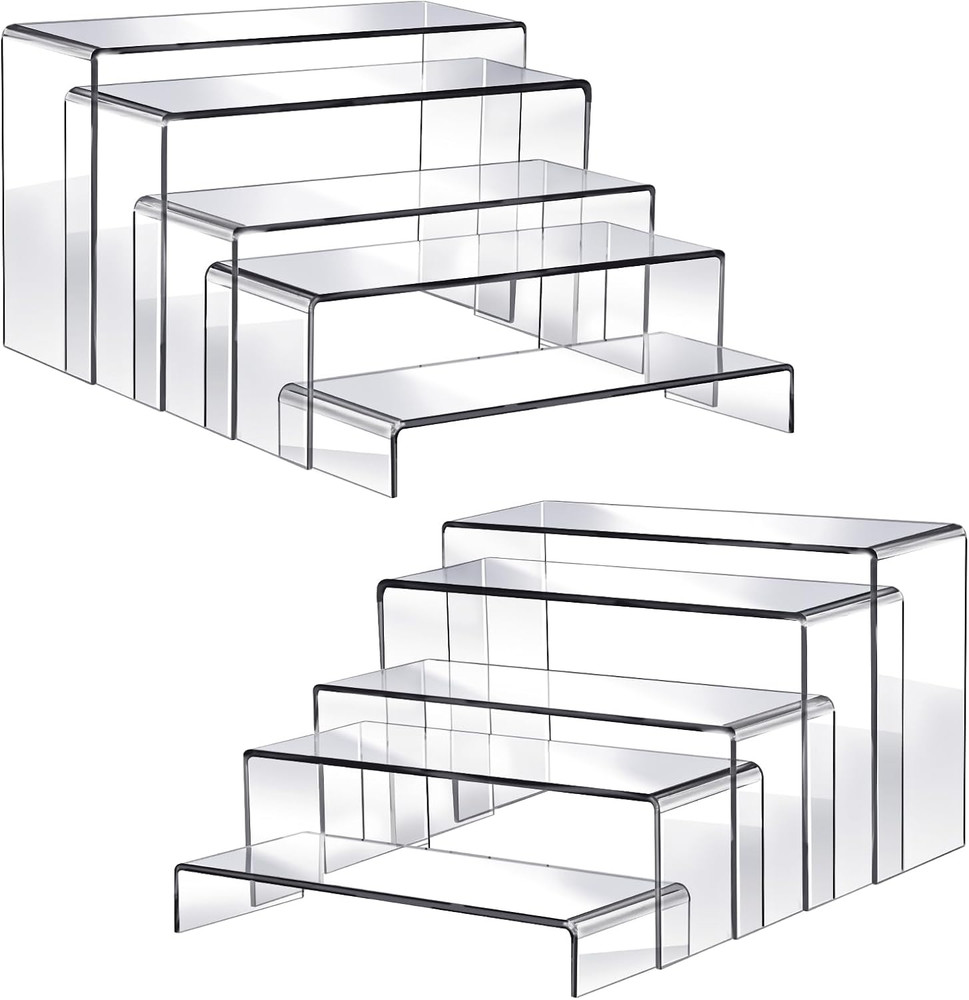 Fixwal 10Pcs 2 Set Acrylic Risers for Display Clear Perfume Organizer Stands Acr