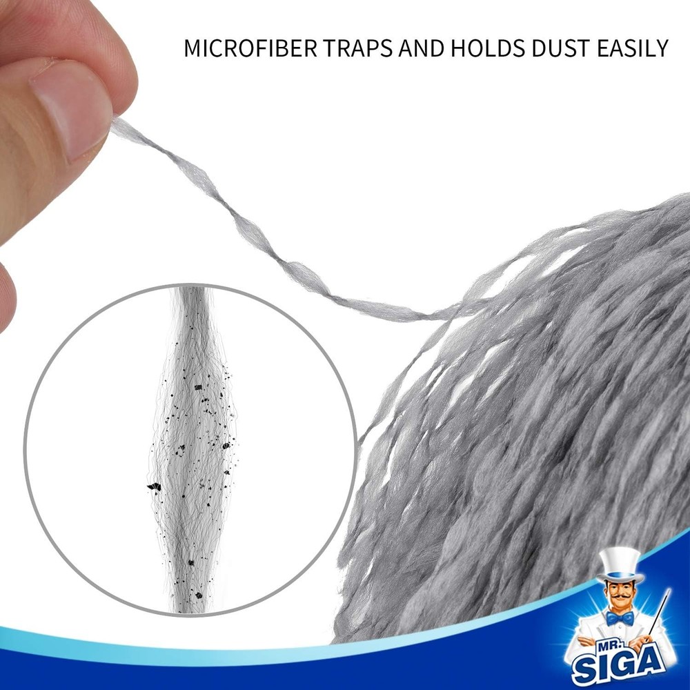 Microfiber Delicate Duster, Non-Slip Handle with Detachable Washable Head Gray