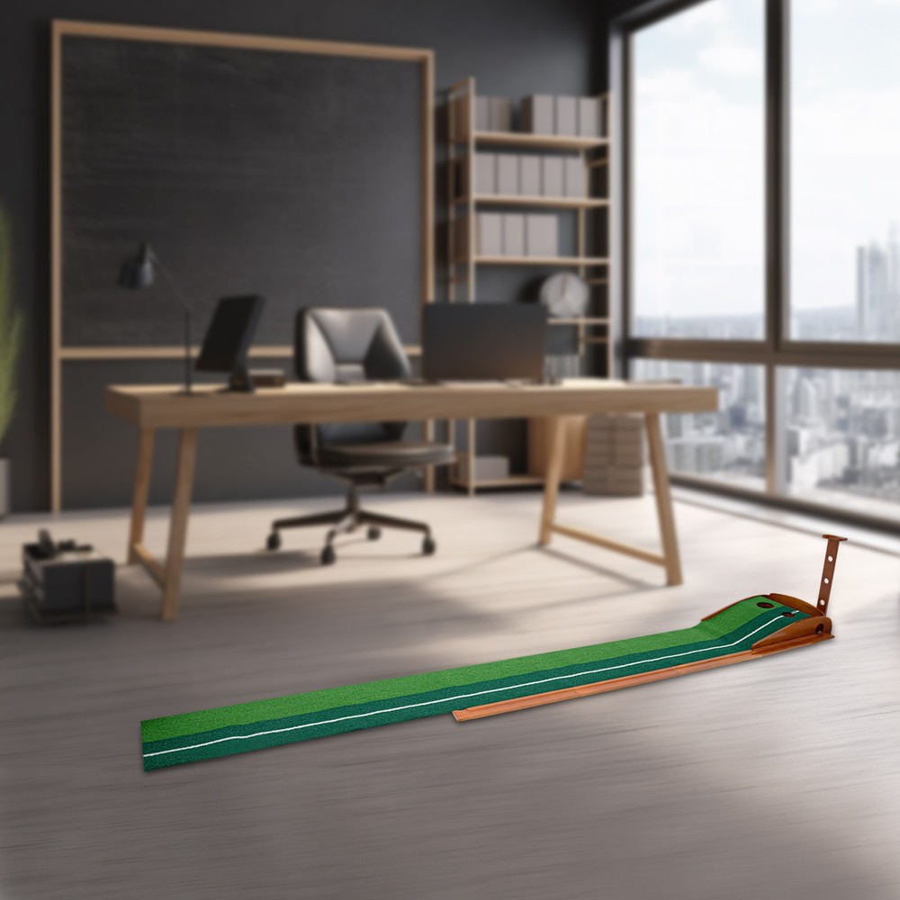 Indoor Golf Putting Green Practice Mat Exerciser W/Auto Ball Return Training Aid