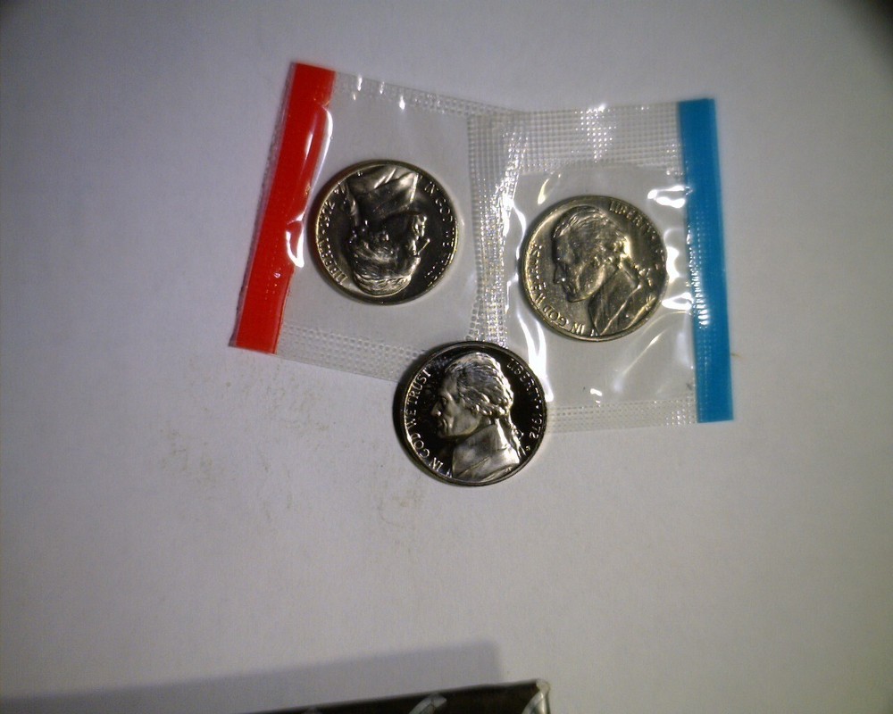 1972 pds Jefferson nickels unc in mint cello and proof