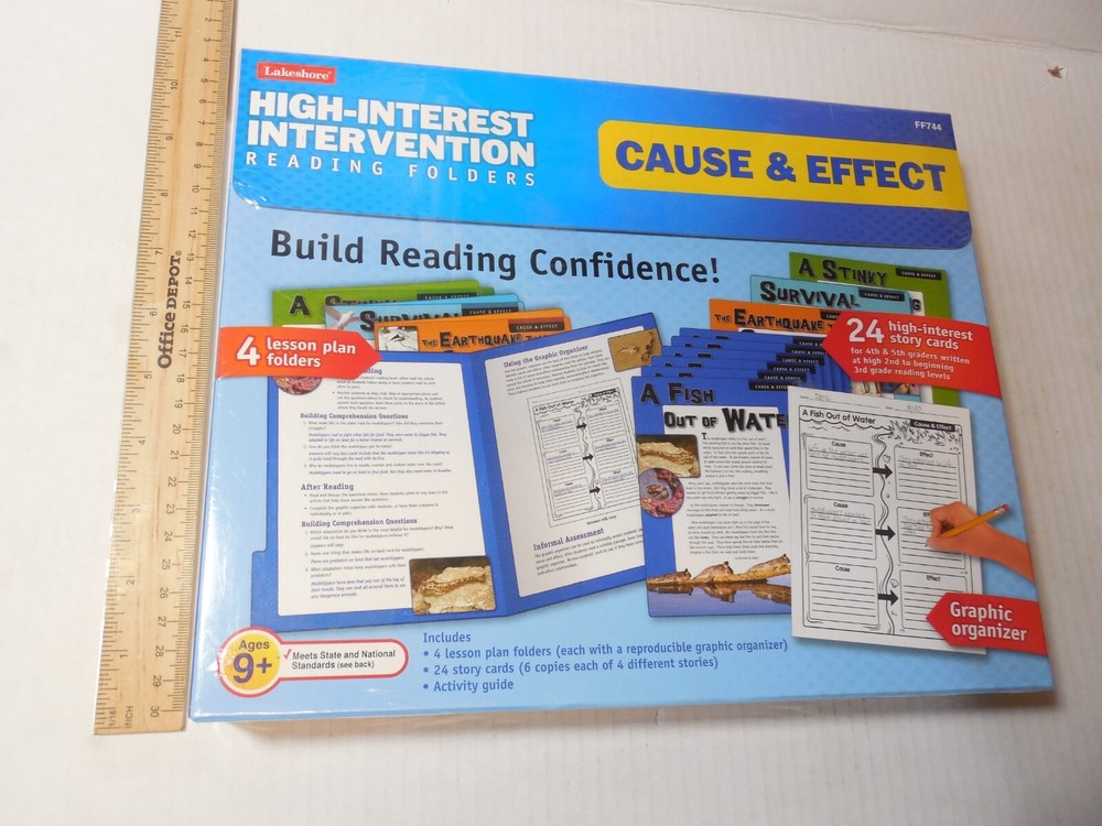 Lakeshore High-Interest Intervention Reading Folders Cause Effect Grades 9+ New