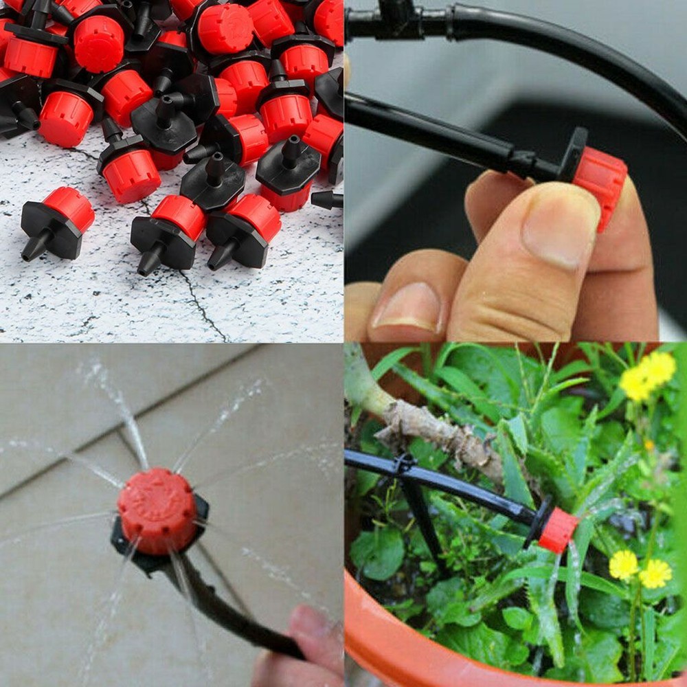 100Pc Adjustable Emitter Dripper Micro Drip Irrigation Sprinkler Watering System
